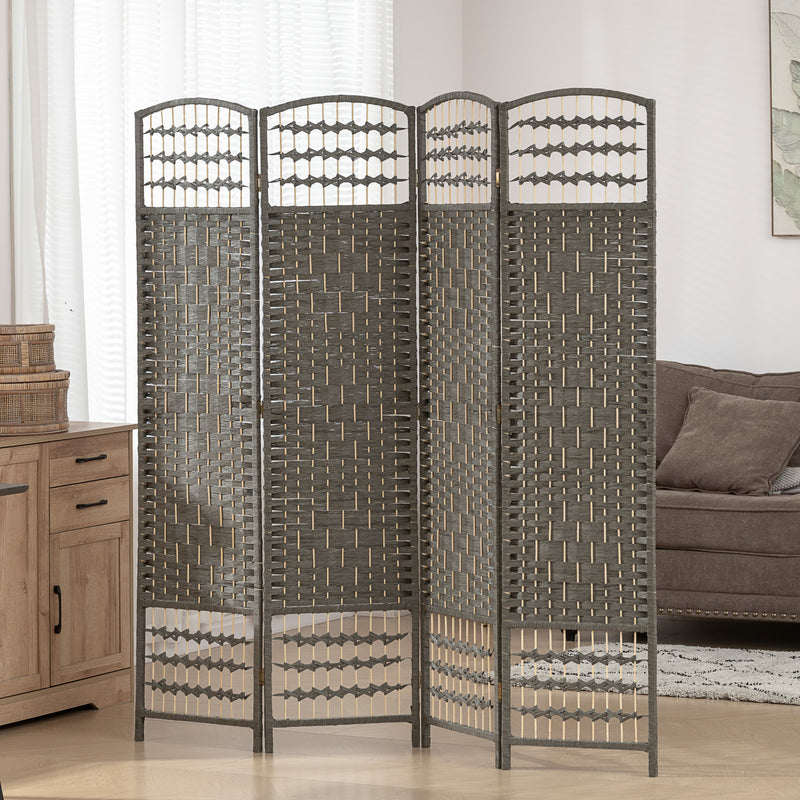 Folding Room Divider with 4 Panels for Instant Privacy in Lounge or Bedroom Dark Grey