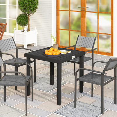 Square Garden Dining Table for 4 with Aluminium Legs Ideal for Patio or Balcony Black Outsunny