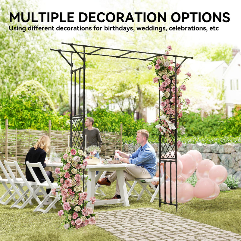 Garden Arch for Climbing Plants with Rust Resistant Steel Frame for Outdoor Decoration Black Outsunny