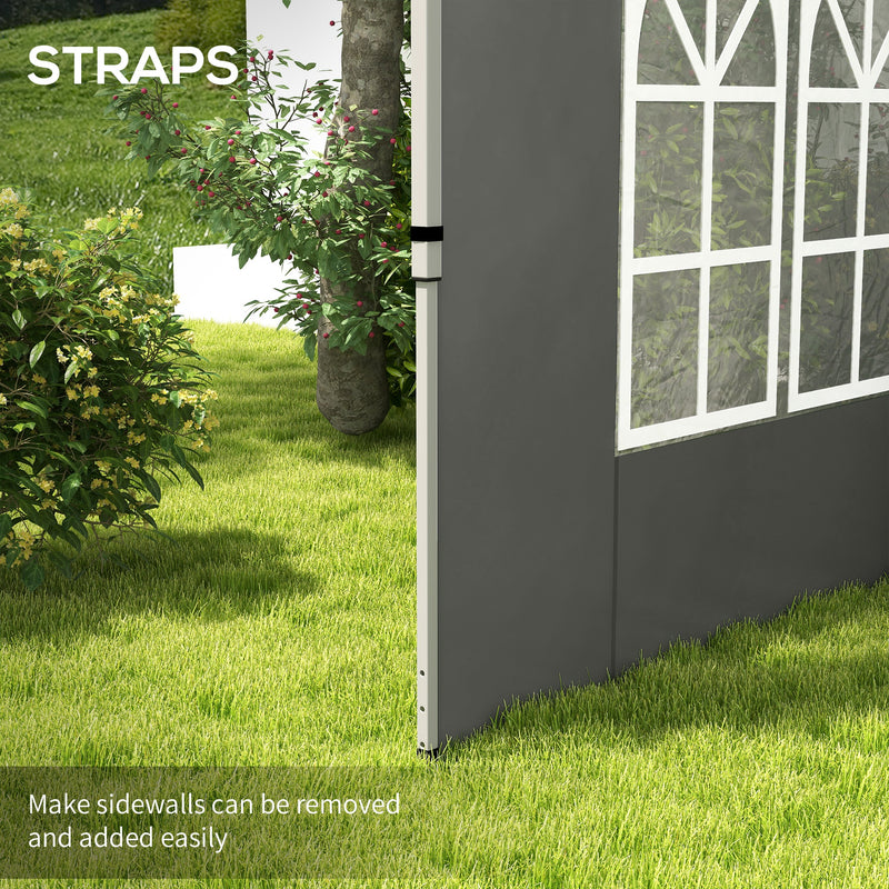 3x3m Replacement Gazebo Side Panels with Large Windows for Privacy and Shade Set of 2, Dark Grey