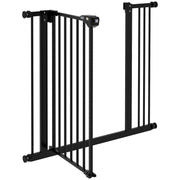 Adjustable Metal Dog Gate 74 to 87cm Wide for Doorways and Stairs Safety Barrier Black