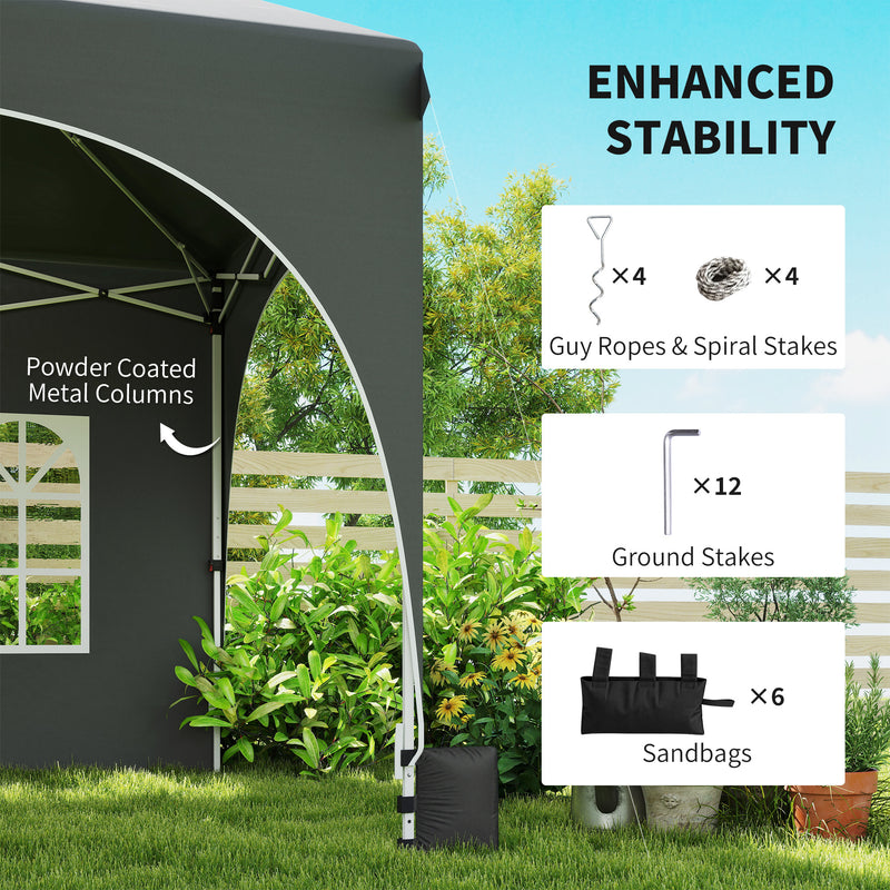 Pop Up Gazebo for Garden Parties with Removable Sidewalls and Sun Protection Dark Grey