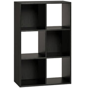Storage Shelf with 6 Open Compartments for Books and Toys Black Wood Effect AOSOM
