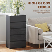 Chest of Drawers with 5 Spacious Storage Drawers for Bedroom Organisation High Gloss Grey AOSOM