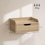 Floating Bedside Tables Set of 2 with Drawer and Shelf for Space Saving Storage Natural Wood AOSOM