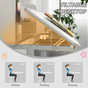 Height Adjustable Kids Study Desk and Chair Set With Storage for Homework Time, Grey