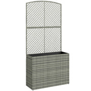 Raised Rattan Planter with Trellis for Easy Gardening Without Bending Dark Grey Outsunny
