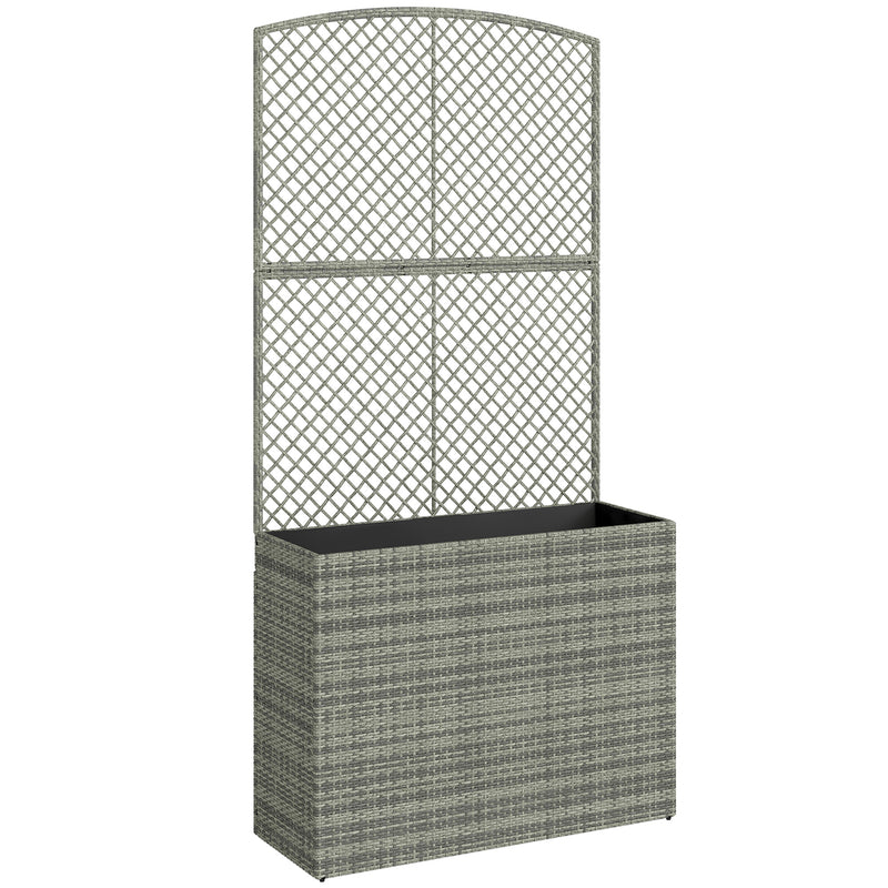 Raised Rattan Planter with Trellis for Easy Gardening Without Bending Dark Grey Outsunny