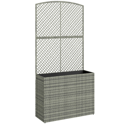 Raised Rattan Planter with Trellis for Easy Gardening Without Bending Dark Grey Outsunny