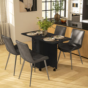 Black 6 Seater Drop Leaf Dining Table With Storage by HOMCOM