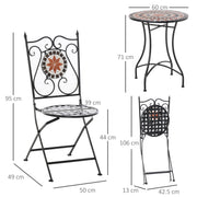 Three Piece Mosaic Bistro Table and Chair Set Multicoloured by Outsunny