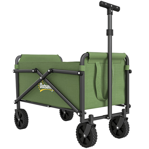 Collapsible Festival Trolley Wagon with Adjustable Handle 60kg Load for Camping Green