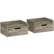 Floating Bedside Tables Set of 2 with Drawer and Shelf for Space Saving Bedroom Storage Grey AOSOM