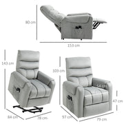 Electric Rise and Recliner Massage Chair with Remote and Storage Pocket, Grey
