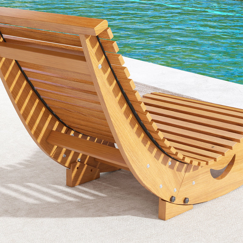 Modern Wooden Outdoor Rocking Chair with Slatted Seat Ideal for Garden or Patio Use, Teak Outsunny