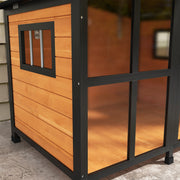 Wooden Dog Kennel with Removable Floor Openable Roof and Large Window Yellow by PawHut