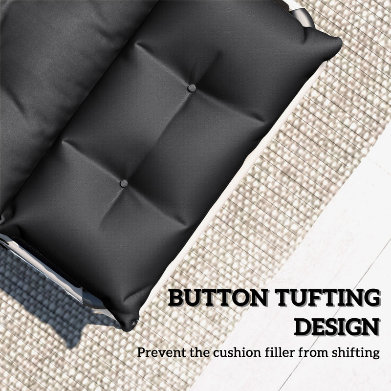 Sun Lounger Cushions Set of 2 for Softer Outdoor Reclining Easy Clean Black Outsunny