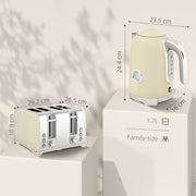 Retro Kettle and Toaster Set 3000W Fast Boil and Even Toasting Ideal for Breakfast Cream