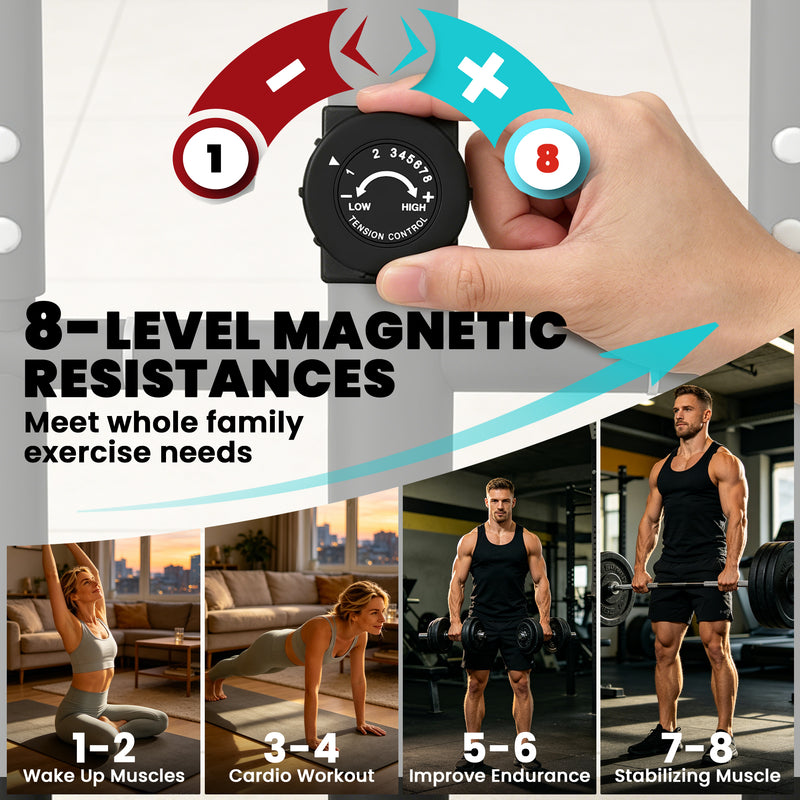 Elliptical Cross Trainer for Quiet Home Workouts with App Connectivity and 8 Resistance Levels Grey