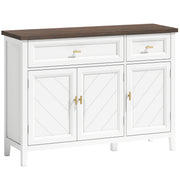 Hallway Sideboard with Adjustable Shelves and Drawers for Organised Storage White Brown Homcom