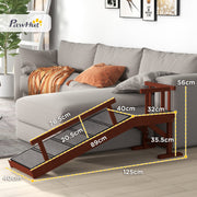 Pet Ramp for Beds and Sofas with Non Slip Surface and Guardrails for Older Pets Brown and Grey AOSOM