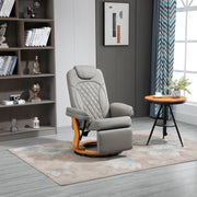 Reclining Lounge Armchair With Footrest and Wooden Base for Home or Office Use Grey