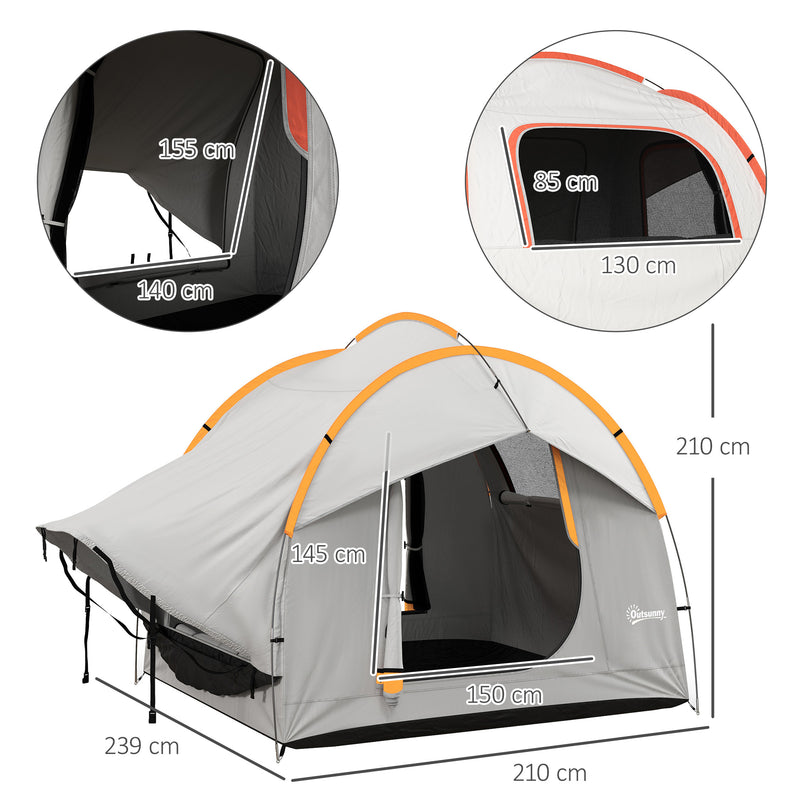Car Camping Tailgate Tent for Hatchbacks and SUVs with Weatherproof Shelter Grey and Orange