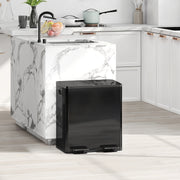 40L Double Compartment Indoor Recycling Bin with Deodorisers in Stainless Steel Glossy Black Finish