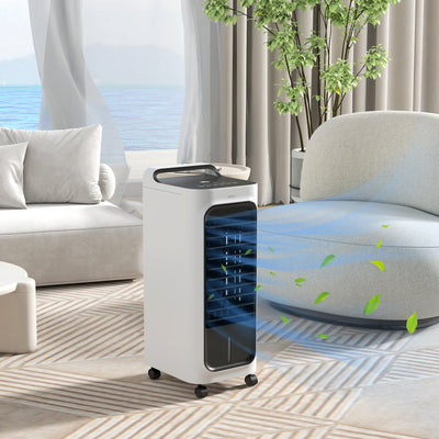 Portable Three Speed Air Conditioner with Remote Control and Ice Pack for Home Use, White