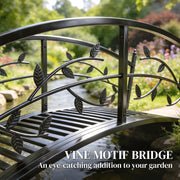 Metal Garden Bridge with Safety Railings for Crossing Streams or Flowerbeds Black Outsunny