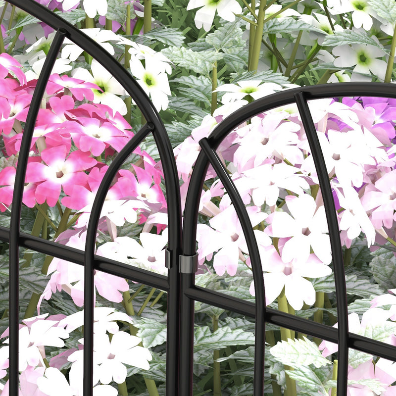 Set of 8 Metal Garden Fence Panels Decorative Picket Style for Outdoor Borders Black AOSOM