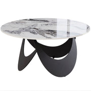 Modern Round Coffee Table with Sintered Stone Marble Effect Heat Resistant Top for Living Rooms Homcom