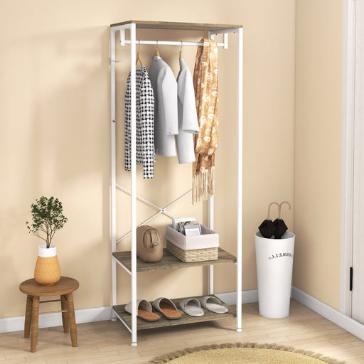 Hallway Coat Rack With Shoe Storage Bench and Hooks Ideal for Entryway Organisation Grey