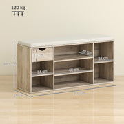 Grey Shoe Storage Bench With Cushioned Seat Ideal For Hallway Or Bedroom Organisation