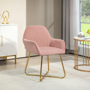 Upholstered Accent Armchair with Gold Metal Legs Ideal for Living Room or Bedroom Pink