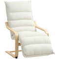 Curved Wooden Accent Chair with Adjustable Footrest Cream White by HOMCOM