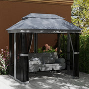 3-in-1 Garden Swing Bench with Canopy and Insect Net for Shaded Outdoor Relaxing Grey Outsunny