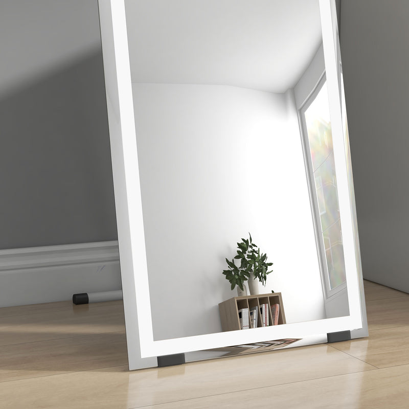 Full Length LED Dressing Mirror with Dimmable 3 Tone Lighting for Bedroom, White