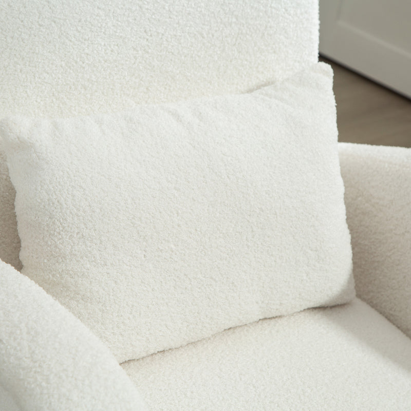 Accent Chair with Soft Teddy Fleece and Removable Lumbar Support for Living Room Cream White
