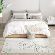 Machine Washable Swirl Pattern Area Rug for Living Room and Bedroom 170 x 120 cm, Cream White