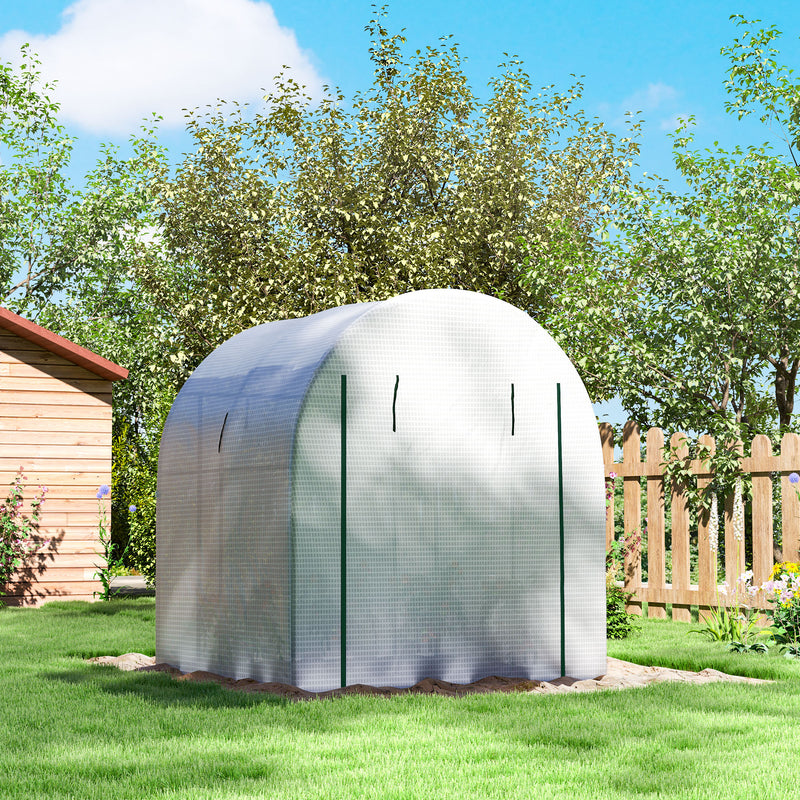 White 180 x 180cm Walk-In Polytunnel Greenhouse for Plants and Vegetables by Outsunny