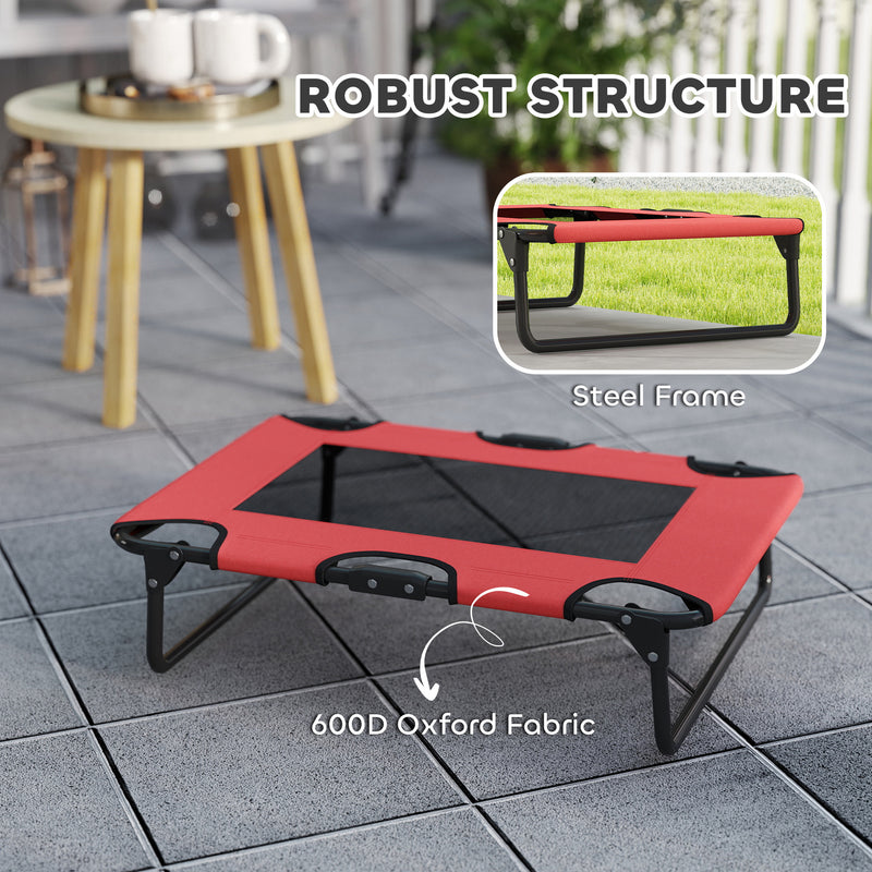 Portable Elevated Dog Bed with Breathable Mesh for Indoor and Outdoor Use Red