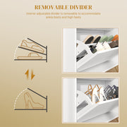 12 Pair Shoe Storage Cabinet With Chevron Detail and Elegant Design for Hallway White