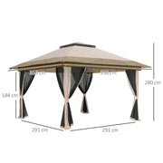 3.6 x 3.6m Pop Up Gazebo with Mesh Sides, Carry Case, Weight Bags, Beige by Outsunny