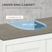 Antique White Bathroom Furniture Set with Adjustable Shelves and Storage Cabinets by Kleankin