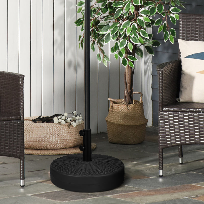 Rattan Effect 29kg Parasol Base Fillable With Water Or Sand For Garden Sun Shade