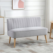 2 Seater Sofa, Modern Light Grey Velvet 2 Seater Sofa with Wooden Frame and Foam Padding for Small Spaces