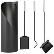4 Piece Metal Fireplace Tool Set with Bucket and Broom Ideal for Logs and Ashes Silver