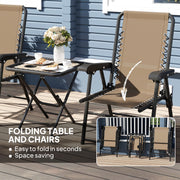 Three Piece Garden Bistro Set with Table and Chairs Khaki by Outsunny