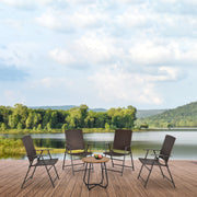 Set of 4 Brown Folding Rattan Chairs for Garden or Patio with Comfortable Seating